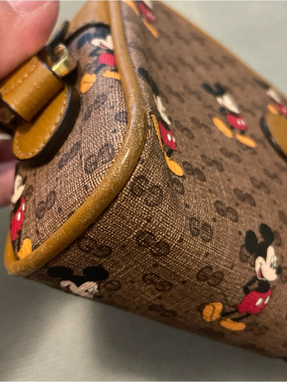 Gucci X Disney Mickey Mouse Crossbody Bag Authentic GG Coated Canvas Preowned - Picture 7 of 11